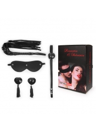 Эротический набор в черном цвете: маска, кляп, пэстисы, плётка - Notabu - купить с доставкой в Туле