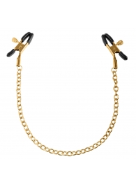 Чёрные с золотом зажимы на соски Gold Chain Nipple Clamps - Pipedream - купить с доставкой в Туле