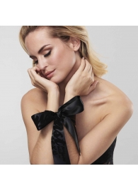 Черные ленты для связывания SILKY SENSUAL HANDCUFFS - Bijoux Indiscrets - купить с доставкой в Туле