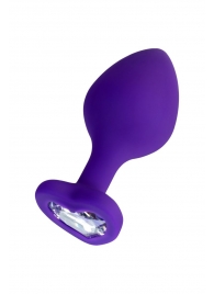 Фиолетовая анальная втулка Diamond Heart с прозрачным кристаллом - 8 см. - ToyFa - купить с доставкой в Туле