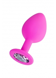 Розовая анальная втулка Brilliant с прозрачным кристаллом - 8 см. - ToyFa - купить с доставкой в Туле