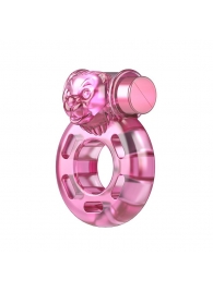 Розовое эрекционное кольцо с вибрацией Pink Bear - Baile - в Туле купить с доставкой