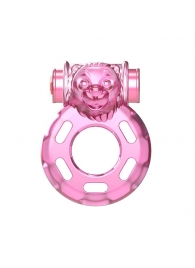 Розовое эрекционное кольцо с вибрацией Pink Bear - Baile - в Туле купить с доставкой