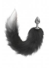 Серебристая анальная пробка с черным хвостом Galaxy - Lola Games - купить с доставкой в Туле