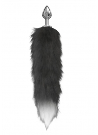 Серебристая анальная пробка с черным хвостом Starlit - Lola Games - купить с доставкой в Туле