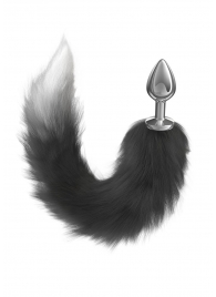 Серебристая анальная пробка с черным хвостом Starlit - Lola Games - купить с доставкой в Туле