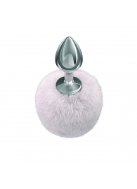 Серебристая анальная пробка с белым пушистым хвостиком Twinkle - Lola Games - купить с доставкой в Туле