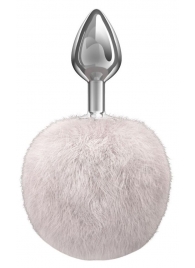 Серебристая анальная пробка с белым пушистым хвостиком Twinkle - Lola Games - купить с доставкой в Туле