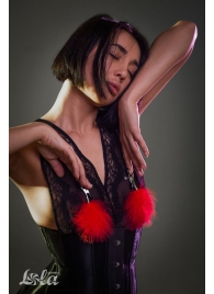 Зажимы на соски с красным пухом Euphoric - Lola Games - купить с доставкой в Туле