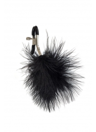 Зажимы на соски с черным пухом Euphoric - Lola Games - купить с доставкой в Туле