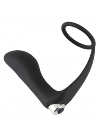 Черное эрекционное кольцо с анальной вибропробкой Vibrating Ring   Plug - Orion - в Туле купить с доставкой