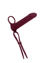 Бордовая вибронасадка для двойного проникновения Rori - 17 см. - Lola Games - купить с доставкой в Туле