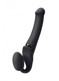 Черный безремневой вибрострапон Silicone Bendable Strap-On M - Strap-on-me - купить с доставкой в Туле