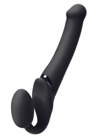 Черный безремневой вибрострапон Silicone Bendable Strap-On M - Strap-on-me - купить с доставкой в Туле