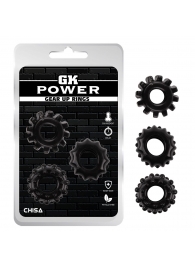 Набор из 3 черных эрекционных колец Gear Up Rings - Chisa - в Туле купить с доставкой