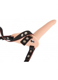 Телесный поясной страпон с вибрацией Vibrating Strap-On - 15,7 см. - Orion - купить с доставкой в Туле