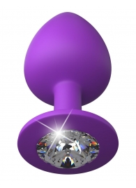Фиолетовая анальная пробка со стразом Her Little Gem Large Plug - 9,5 см. - Pipedream - купить с доставкой в Туле