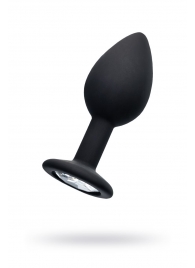 Черная анальная втулка с прозрачным стразом - 7,2 см. - POPO Pleasure - купить с доставкой в Туле