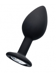 Черная анальная втулка с прозрачным стразом - 7,2 см. - POPO Pleasure - купить с доставкой в Туле