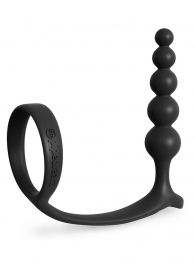 Черная анальная цепочка с эрекционным кольцом Ass-gasm Cockring Anal Beads - Pipedream - в Туле купить с доставкой