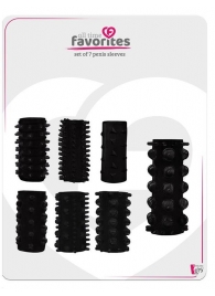 Набор из 7 черных насадок PENIS SLEEVES SET - Dream Toys - в Туле купить с доставкой