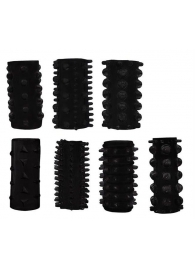 Набор из 7 черных насадок PENIS SLEEVES SET - Dream Toys - в Туле купить с доставкой
