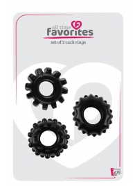 Набор из 3 черных эрекционных колец SET OF 3 COCKRINGS - Dream Toys - в Туле купить с доставкой
