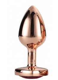 Золотистая анальная втулка с кристаллом-сердечком розового цвета - 7,1 см. - Dream Toys - купить с доставкой в Туле