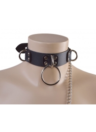 Черный кожаный ошейник Big Ring - Sitabella - купить с доставкой в Туле