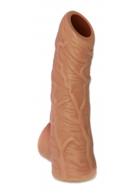 Телесная открытая насадка-реалистик с подхватом мошонки Nude Sleeve L - 14 см. - KOKOS - в Туле купить с доставкой