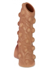 Телесная насадка с бугорками и открытой головкой Nude Sleeve L - 14 см. - KOKOS - в Туле купить с доставкой