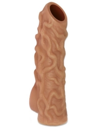 Телесная насадка с венками и открытой головкой Nude Sleeve M - 12 см. - KOKOS - в Туле купить с доставкой