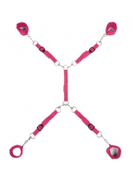 Ярко-розовый набор фиксаций на кровати Classic Bed Spreader - Lux Fetish - купить с доставкой в Туле