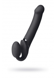 Черный безремневой вибрострапон Vibrating Bendable Strap-On L - Strap-on-me - купить с доставкой в Туле