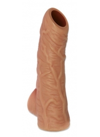 Телесная открытая насадка-реалистик с подхватом мошонки Nude Sleeve S - 10 см. - KOKOS - в Туле купить с доставкой