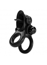Черное эрекционное кольцо с подхватом мошонки и стимулятором клитора Passionate Ring - Baile - в Туле купить с доставкой