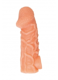 Телесная закрытая насадка с венками Cock Sleeve Size L - 17,6 см. - KOKOS - в Туле купить с доставкой
