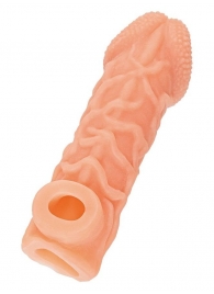 Телесная закрытая насадка с венками Cock Sleeve Size L - 17,6 см. - KOKOS - в Туле купить с доставкой