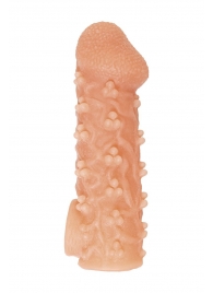 Телесная закрытая насадка с пучками шишечек Cock Sleeve Size S - 13,8 см. - KOKOS - в Туле купить с доставкой