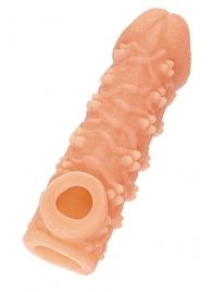 Телесная закрытая насадка с пучками шишечек Cock Sleeve Size M - 15,6 см. - KOKOS - в Туле купить с доставкой
