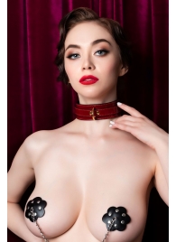 Красный ошейник из лакированного материала - ToyFa - купить с доставкой в Туле