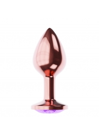 Пробка цвета розового золота с фиолетовым кристаллом Diamond Amethyst Shine L - 8,3 см. - Lola Games - купить с доставкой в Туле