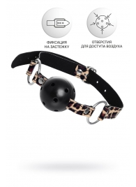 Черный кляп-шар на леопардовых ремешках Anonymo - ToyFa - купить с доставкой в Туле