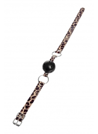 Черный кляп-шар на леопардовых ремешках Anonymo - ToyFa - купить с доставкой в Туле