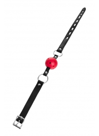 Красный кляп-шар на черных ремешках - ToyFa - купить с доставкой в Туле