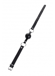 Черный кляп-шар на кожаных ремешках Anonymo - ToyFa - купить с доставкой в Туле