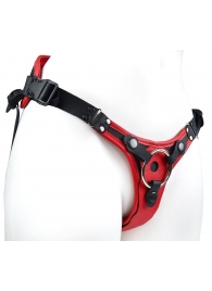 Красно-черный женский пояс с 2 способами крепления насадок и вагинальной пробкой - LOVETOY (А-Полимер) - купить с доставкой в Туле