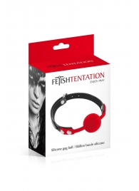 Красный кляп-шарик на черных ремешках - Fetish Tentation - купить с доставкой в Туле