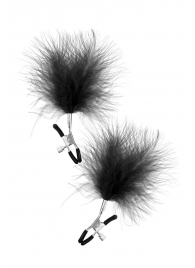 Зажимы на соски с черными пуховыми кисточками Sweet Caress Feather Nipple Clumps - Sweet Caress - купить с доставкой в Туле