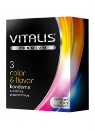 Цветные ароматизированные презервативы VITALIS PREMIUM color   flavor - 3 шт. - Vitalis - купить с доставкой в Туле